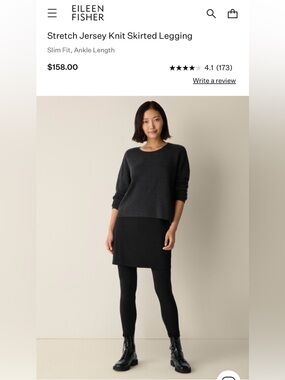 Eileen Fisher Stretch Jersey Knit Skirted Legging Black